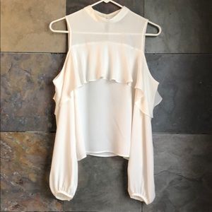 White forever 21 cold shoulder top
